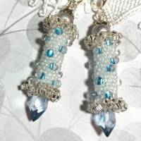 Ohrringe blau pastell Glasperlen an Silber handgemacht türkis Bild 3