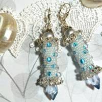 Ohrringe blau pastell Glasperlen an Silber handgemacht türkis Bild 4