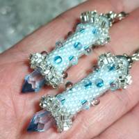 Ohrringe blau pastell Glasperlen an Silber handgemacht türkis Bild 5
