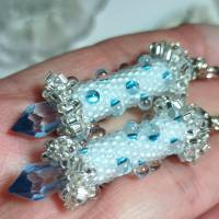 Ohrringe blau pastell Glasperlen an Silber handgemacht türkis Bild 6