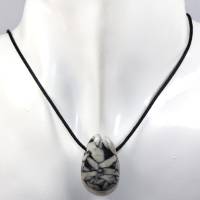 Pinolith | Halskette mit Band oder Silber 925 --- Stein-Größe: 28 x 18 mm Bild 2