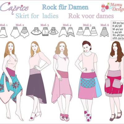 "CAPRICE" E-Book, Schnittmuster Rock mit Bündchen von Mamu-Design