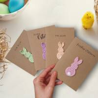 Einzigartige Osterkarte, Karte mit handgemachtem Hasen, Glückwunschkarte für Kinder mit persönlichem Text Bild 1