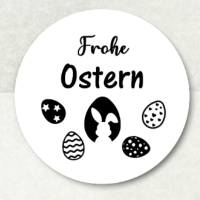Frohe Ostern, Aufkleber Sticker schwarz weiß 5cm Ostern Hase Osterei, Klebepunkt Journaling, by BuntMixxDESIGN Bild 2
