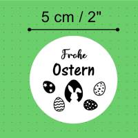 Frohe Ostern, Aufkleber Sticker schwarz weiß 5cm Ostern Hase Osterei, Klebepunkt Journaling, by BuntMixxDESIGN Bild 3