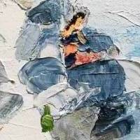 Wellenbrecher - Am Meer - Originalgemälde in Öl auf Leinwand Keilrahmen, 50 x 60 cm Bild 2
