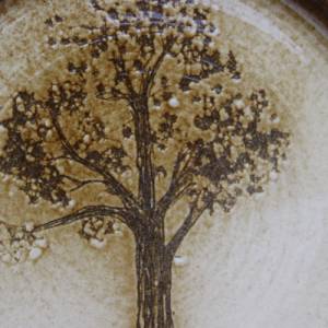 Tablett Dekoteller Wandteller Ø 30,5 cm Baum Handbemalt Keramik 60er 70er Jahre West Germany Bild 2