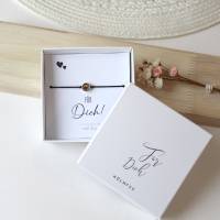 Geschenkset 18 Karat vergoldete Smiley-Perle | Smiley Armband mit Karte  - Für Dich - und hübscher Geschenkbox Bild 4