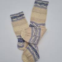Gestrickte Socken in Beige Blau, Gr. 38/39, handgestrickt, la piccola Antonella Bild 3