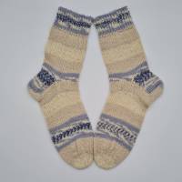 Gestrickte Socken in Beige Blau, Gr. 38/39, handgestrickt, la piccola Antonella Bild 4