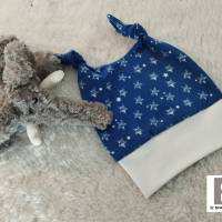 Babymütze Knotenmütze blau mit weißen Sternen 3 - 6 Monate Bild 1