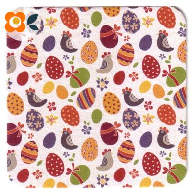 10 Bierdeckel Ostern, Untersetzer für Getränke mit bunten Ostereiern und Hühnern