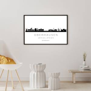 Poster OBERHAUSEN SKYLINE mit Koordinaten | Heimat Stadt | Stadtposter | Personalisiert | Sehenswürdigkeiten Geschenk Ku Bild 2