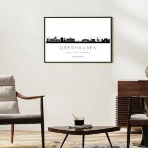 Poster OBERHAUSEN SKYLINE mit Koordinaten | Heimat Stadt | Stadtposter | Personalisiert | Sehenswürdigkeiten Geschenk Ku Bild 3
