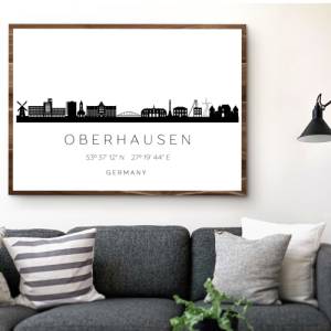 Poster OBERHAUSEN SKYLINE mit Koordinaten | Heimat Stadt | Stadtposter | Personalisiert | Sehenswürdigkeiten Geschenk Ku Bild 4