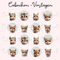 Runde Cabochon Vorlagen Bilder Bögen - Niedliche Eichhörnchen - 10 mm, 12 mm, 14 mm und 25 mm Bild 3