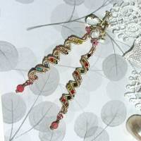 lange Ohrclips rosa bunte handgemachte Spiralperle silberfarben Geschenk für sie Ohrschraube Bild 5
