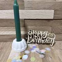 Geburtstag to go / Kleine Geschenktüten mit Gugelhupf Kerzenhalter, Kerze, Konfetti und Mini Holzschild Bild 3