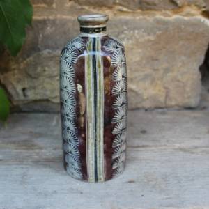 antike Flasche Westerwälder Steinzeug Ritzdekor Salzglasur 1910er 20er Jahre Bild 2