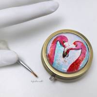 Pillendose mit  Flamingo Motiv handgemalt Bild 3