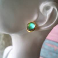 Ohrringe Ohrstecker Edelstahl mit einem Regenbogen Glascabochon Geschenk für Sie Bild 3