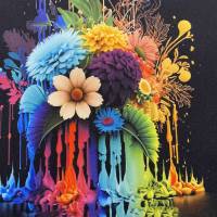 Canvas Panel, 25x25 cm, Blumenbouquet Rainbow Bild 2