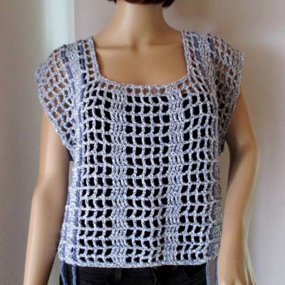 Legeres Netz-Top, Häkel-Top, Überwurf, Pulli, Tunika, Shirt