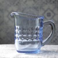 altes Milchkännchen aus Pressglas blau Vintage/ C Bild 1