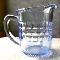 altes Milchkännchen aus Pressglas blau Vintage/ C Bild 3