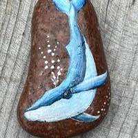 Bemalter Stein Blauwal, ,Blauwal Stein-Kunst, Steinbild Blauwal, Bild auf Stein, Blue Whale Bild 4