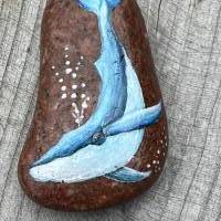 Bemalter Stein Blauwal, ,Blauwal Stein-Kunst, Steinbild Blauwal, Bild auf Stein, Blue Whale Bild 6