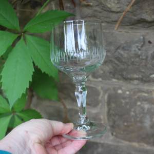 5 Weingläser Kristallglas geschliffene Streifen Gläser 60er 70er Jahre  DDR GDR Bild 4