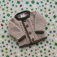 Trachtenjacke 62/68 braun grün Junge Taufe Babyparty Strickjacke Taufkleidung Geschenk Geburt Babyshower Pullover Bild 1