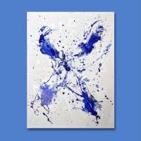 Abstraktes Gemälde Shape of Water #2 - Originale Acryl Kunst - 60x80cm - Wanddekor - Interieur - blau, weiß Bild 1