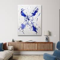 Abstraktes Gemälde Shape of Water #2 - Originale Acryl Kunst - 60x80cm - Wanddekor - Interieur - blau, weiß Bild 2