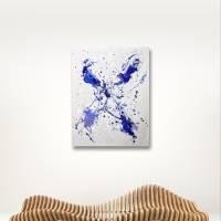 Abstraktes Gemälde Shape of Water #2 - Originale Acryl Kunst - 60x80cm - Wanddekor - Interieur - blau, weiß Bild 5