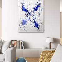 Abstraktes Gemälde Shape of Water #2 - Originale Acryl Kunst - 60x80cm - Wanddekor - Interieur - blau, weiß Bild 6