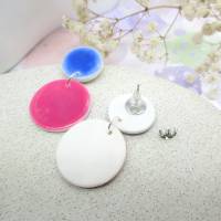 Polymer Ton runde Ohrringe mit Keramik Effekt, leichte Ohrringe, glänzende  Ohrringe, Ohrstecker, Geschenk für Frau Bild 5
