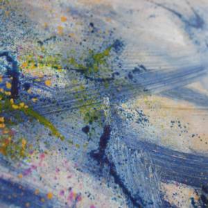 Abstraktes verträumtes Diptychon Bild „Cloud 9“ - Original Kunst - 50x100cm - Acryl Kunst - Interior - blau, gold, rosa, Bild 9
