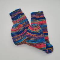 Gestrickte dickere Socken in blau bunt,Gr. 40/41,Stricksocken,Kuschelsocken aus 6 fach Sockenwolle handgestrickt Bild 3