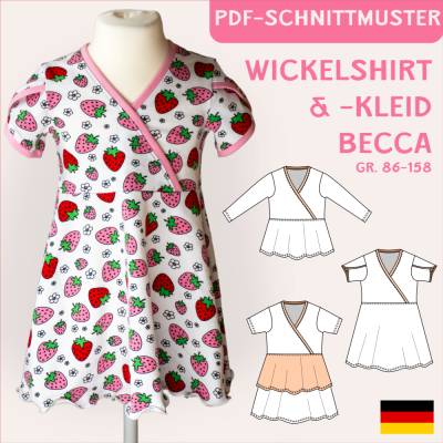 Ebook & Schnittmuster 'Becca' – Jerseykleid mit Wickeloberteil, Tulpenärmeln & PDF-Anleitung auf Deutsch