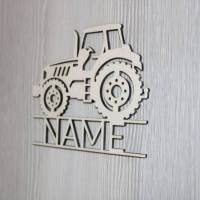Individuelles Kindertürschild "Traktor" - für das Kinderzimmer, Tür, Namensschild, Türschild - aus Holz, u Bild 3