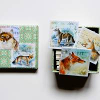 Handmade Legespiel für Erwachsene Füchse und Wölfe 24 Paare 48 Karten  in schöner Schachtel Bild 1