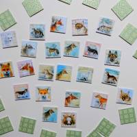 Handmade Legespiel für Erwachsene Füchse und Wölfe 24 Paare 48 Karten  in schöner Schachtel Bild 2