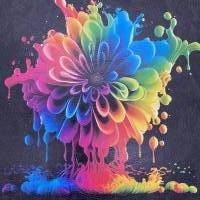 Kunstleder Panel, 30x30 cm, Colorsplash Flower Bild 1