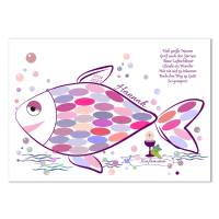 Gästebuch Poster Personalisierbar mit Namen zur Taufe Kommunion Konfirmation Fisch Pink Nr-421 Bild 3