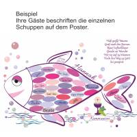 Gästebuch Poster Personalisierbar mit Namen zur Taufe Kommunion Konfirmation Fisch Pink Nr-421 Bild 6