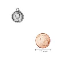 Zamak-Anhänger Münze antik silber 13mm 999° versilbert für Armbänder, Ketten, Ohrringe Bild 2