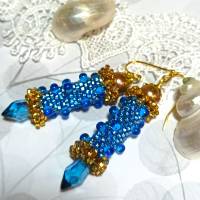 Ohrringe blau Glasperlen handgemacht goldfarben cobalt Bild 2