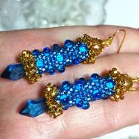 Ohrringe blau Glasperlen handgemacht goldfarben cobalt Bild 5